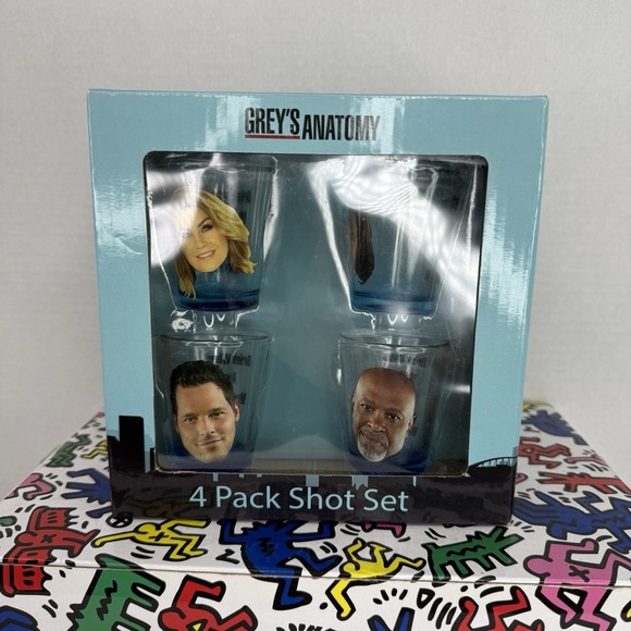 Other - Greys Anatomy‎ Cup Shots Christmas Xmas Gift Glass 2oz Custom Cup Set Of 4